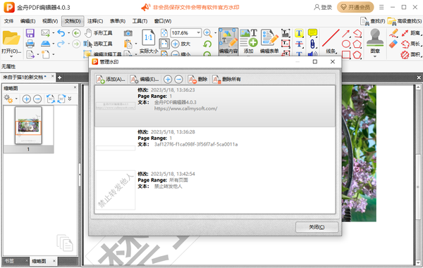 金舟pdf编辑器怎么添加水印文字图4